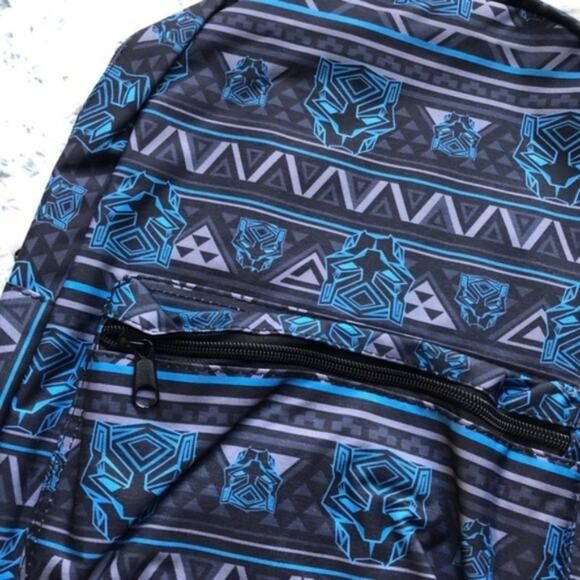 New Hot Topic Marvel Black Panther Geometric Striped Character AOP Backpack - Picture 4 of 6
